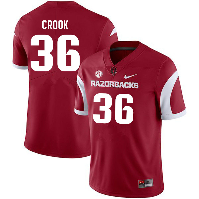 Men #36 Jordan Crook Arkansas Razorbacks College Football Jerseys Sale-Cardinal